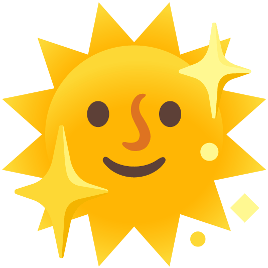 sun with face sparkling heart