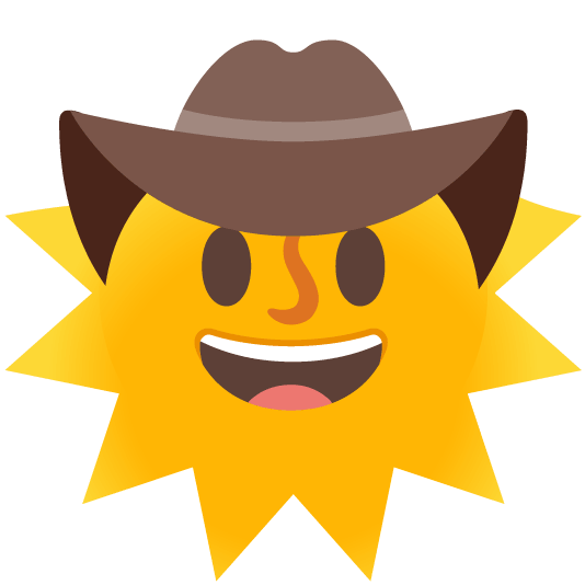 sun with face face with cowboy hat