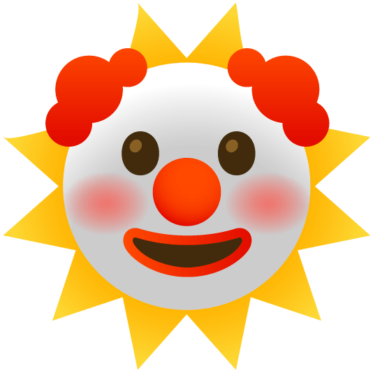 sun with face clown face