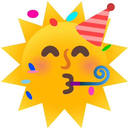 sun with face partying face
