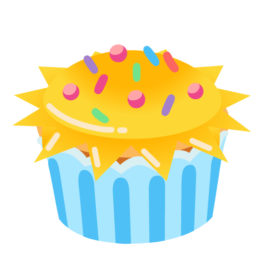 sun with face cupcake