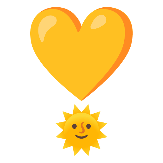 sun with face heavy heart exclamation mark ornament