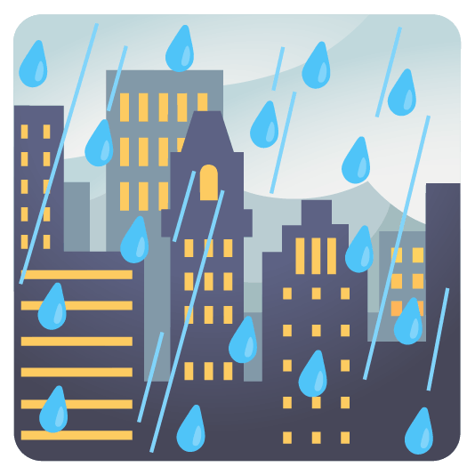 rain cloud city sunrise