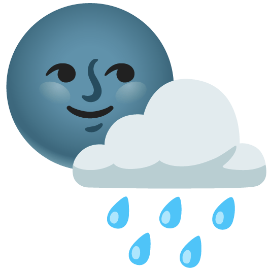 rain cloud new moon with face