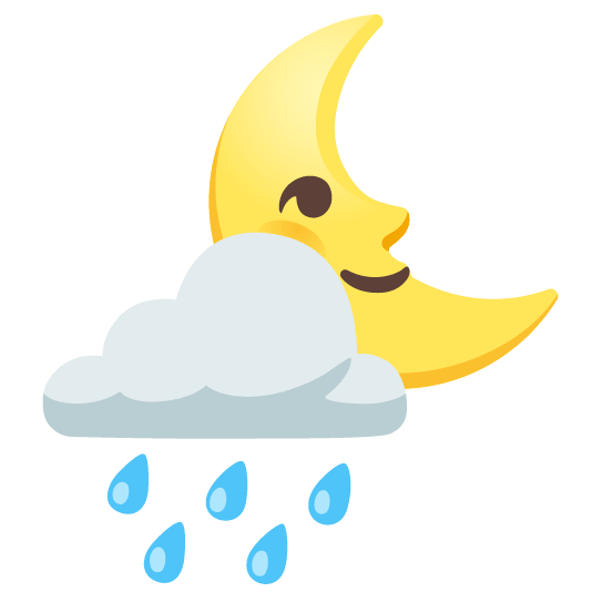 rain cloud last quarter moon with face