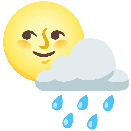 rain cloud full moon with face