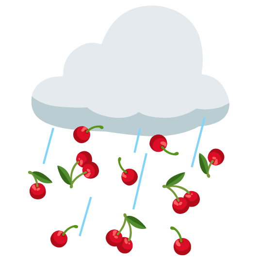 rain cloud cherries
