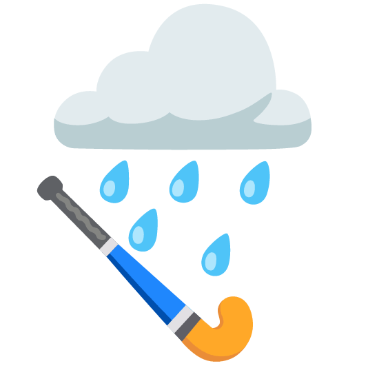 rain cloud field hockey stick and ball