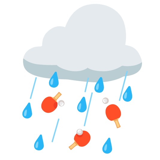 rain cloud table tennis paddle and ball