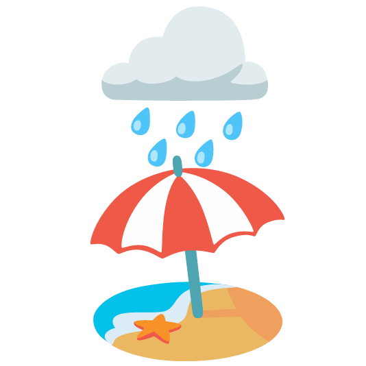 rain cloud beach with umbrella
