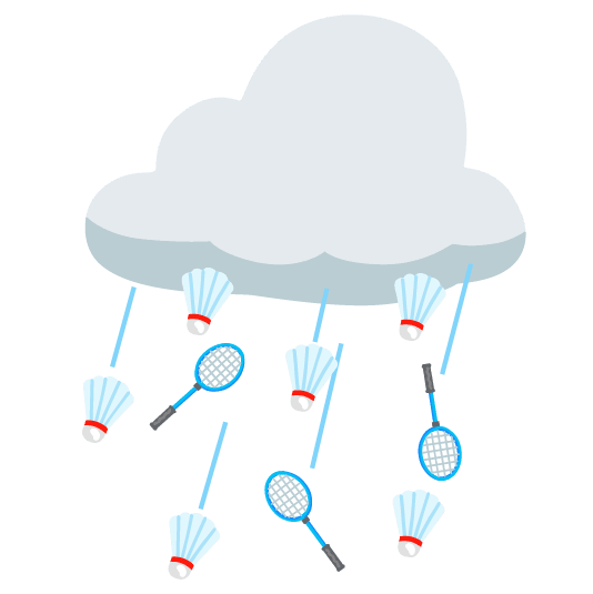rain cloud badminton racquet and shuttlecock