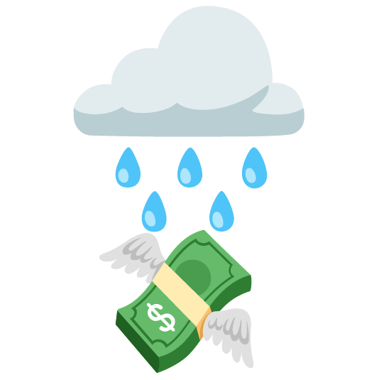 rain cloud money with wings