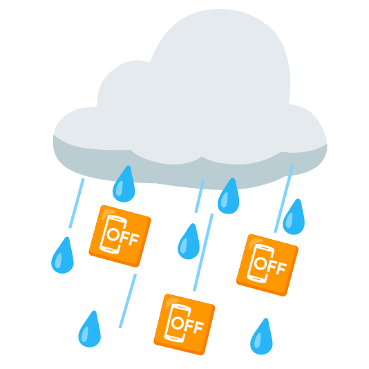 rain cloud mobile phone off