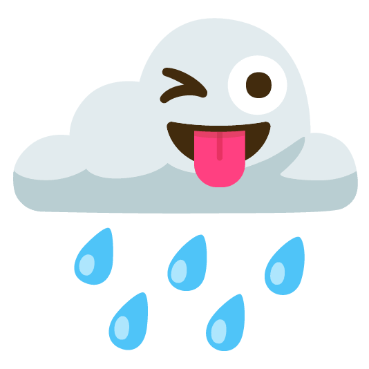 rain cloud stuck out tongue winking eye