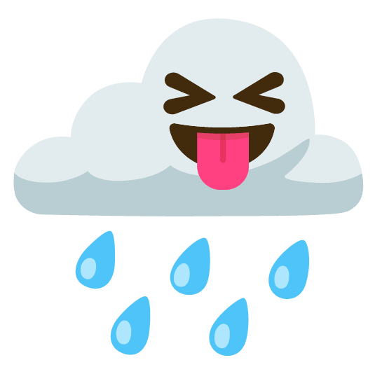 rain cloud stuck out tongue closed eyes