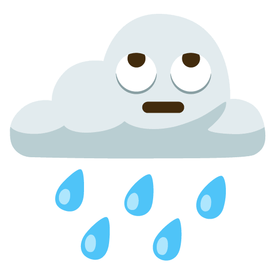 rain cloud face with rolling eyes