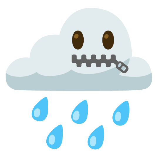 rain cloud zipper mouth face