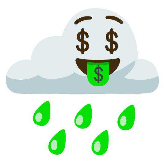 rain cloud money mouth face