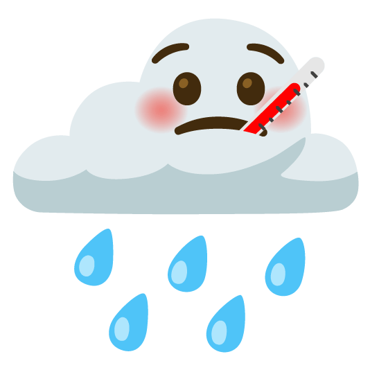rain cloud face with thermometer