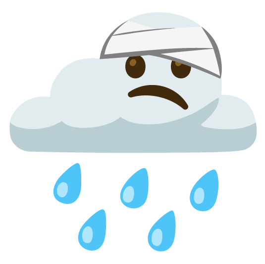 rain cloud face with head bandage
