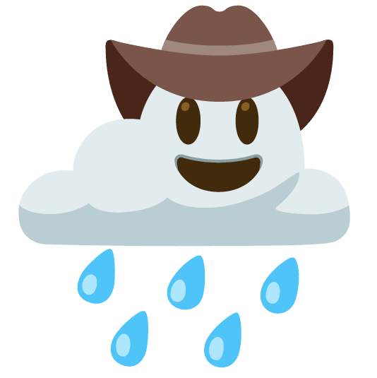 rain cloud face with cowboy hat