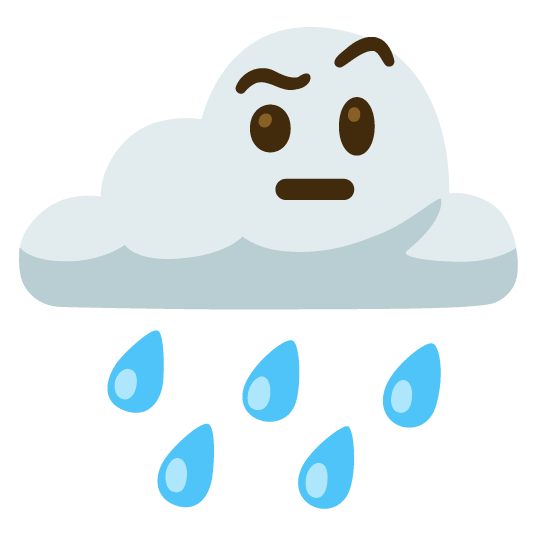 rain cloud face with raised eyebrow