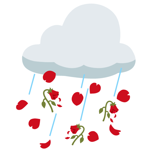 rain cloud wilted flower