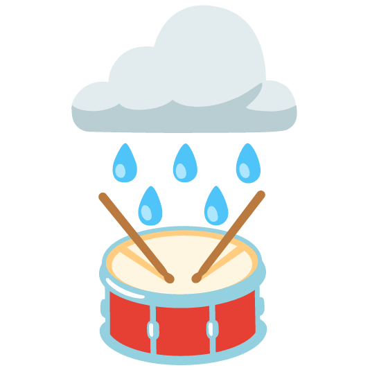 rain cloud drum with drumsticks