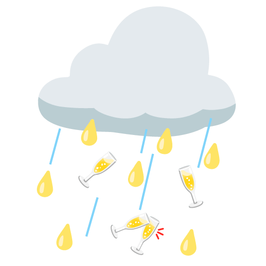 rain cloud clinking glasses