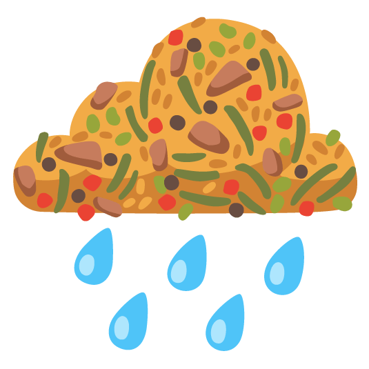 rain cloud shallow pan of food