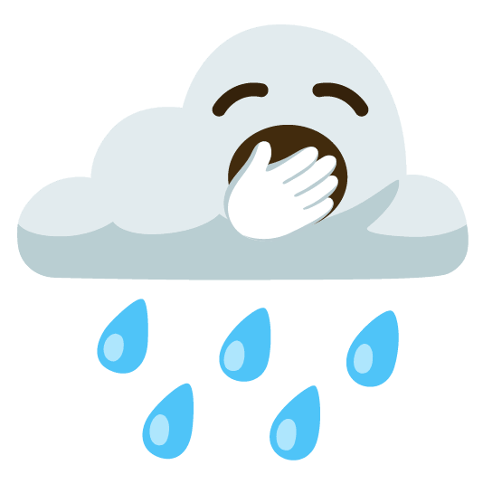 rain cloud yawning face