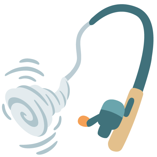 tornado fishing pole and fish