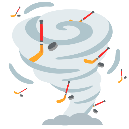 tornado ice hockey stick and puck