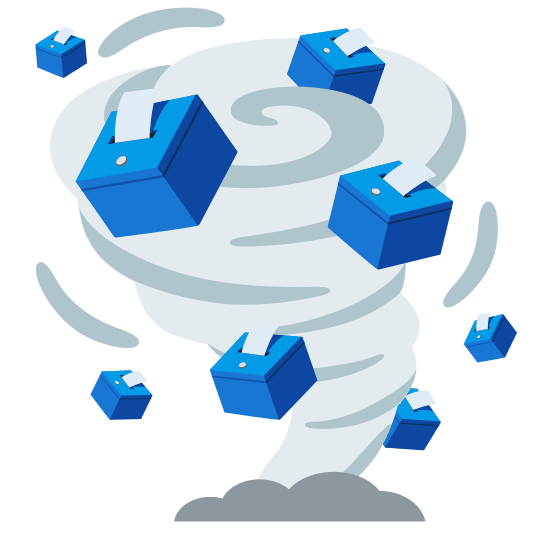 tornado ballot box with ballot