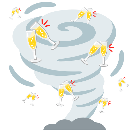 tornado clinking glasses