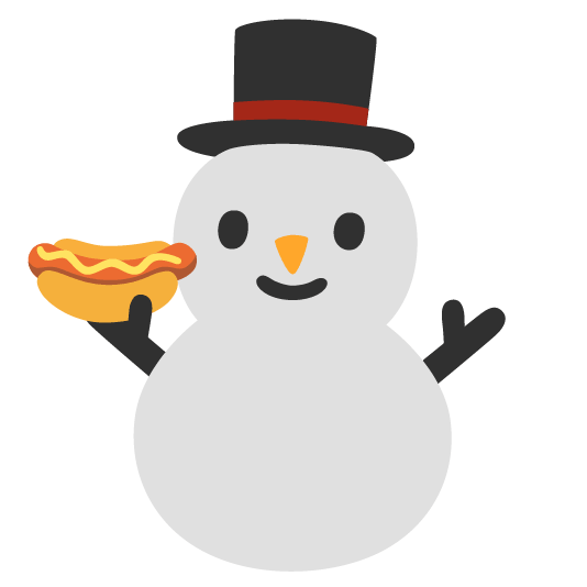 hotdog snowman without snow