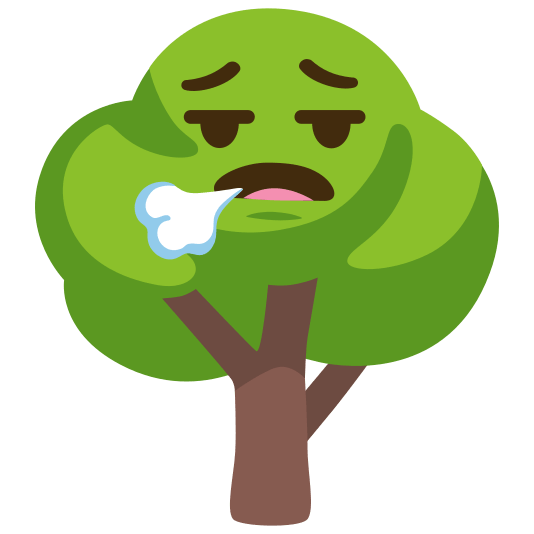 deciduous tree face exhaling