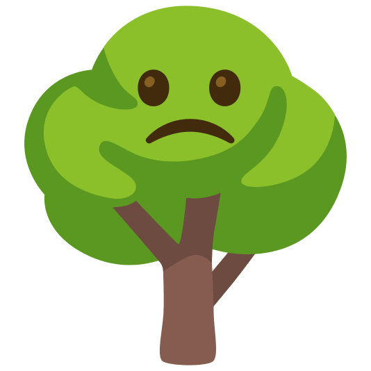 deciduous tree slightly frowning face