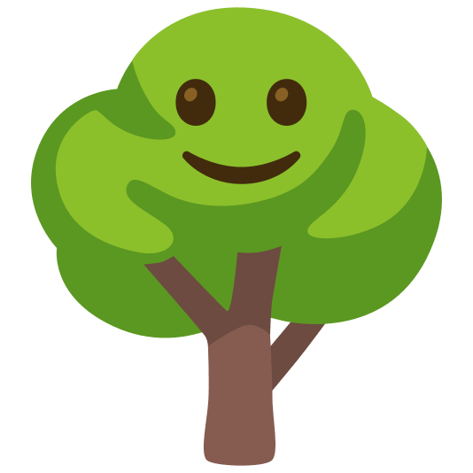 deciduous tree slightly smiling face