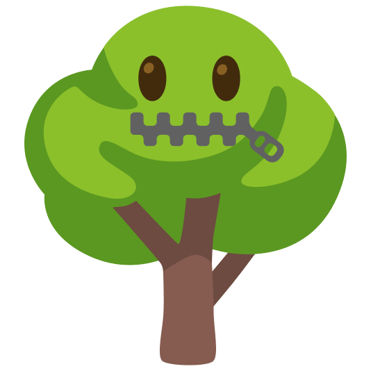 deciduous tree zipper mouth face