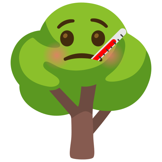 deciduous tree face with thermometer