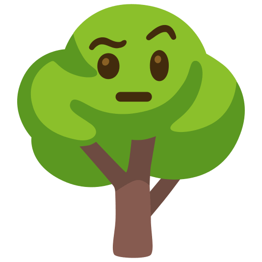 deciduous tree face with raised eyebrow
