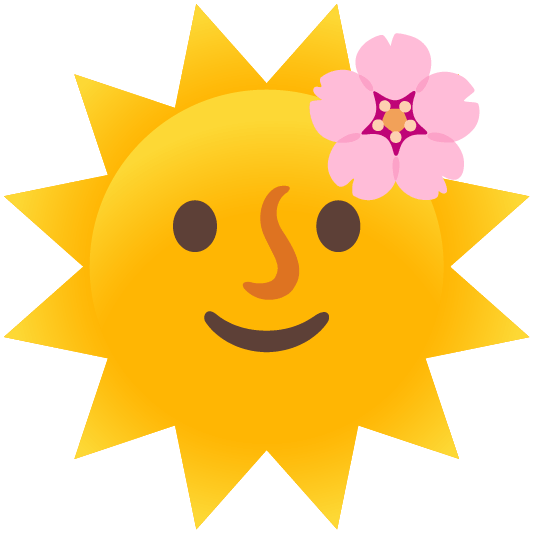 cherry blossom sun with face