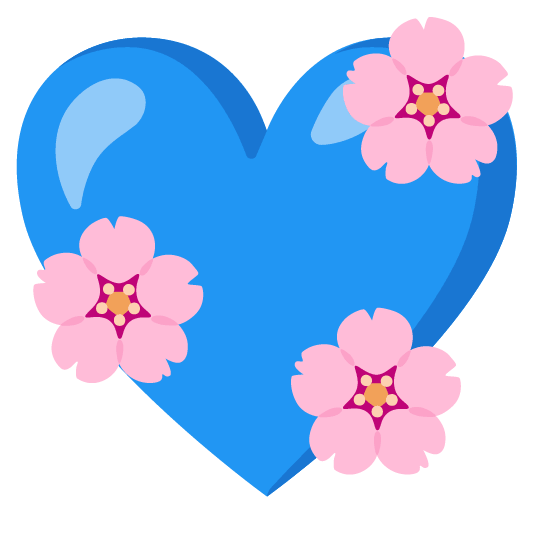 cherry blossom blue heart