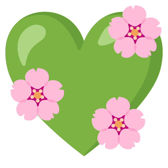 cherry blossom green heart