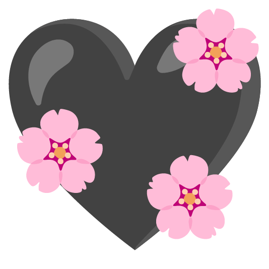 cherry blossom black heart
