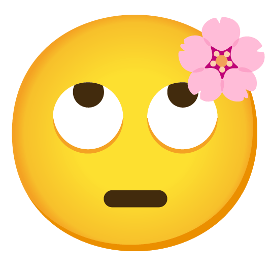 cherry blossom face with rolling eyes
