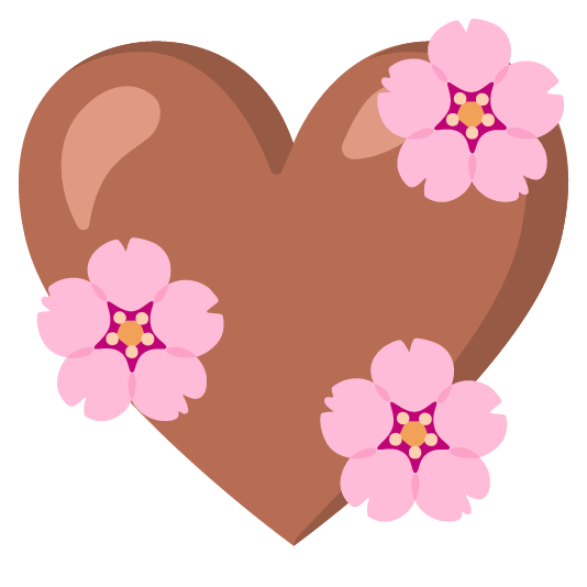 cherry blossom brown heart