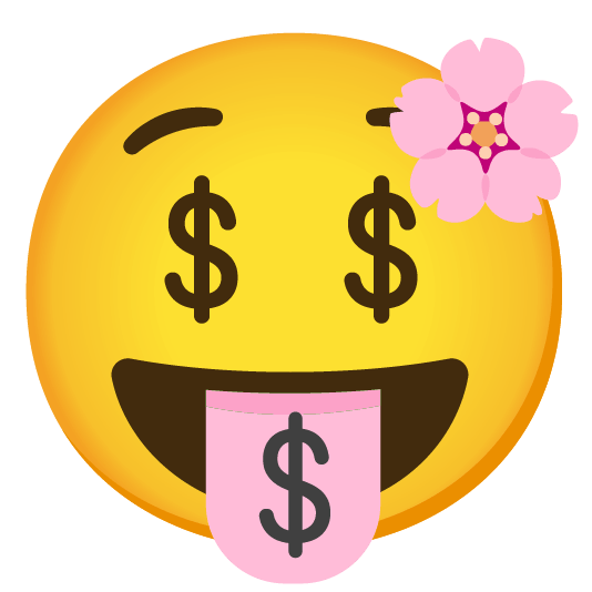 cherry blossom money mouth face