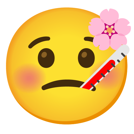 cherry blossom face with thermometer